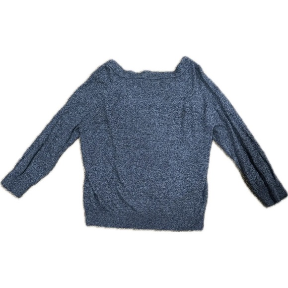 LOFT Womens Cardigan Sweater Round Neck Velour Buttons Marled Grey- Large - Picture 4 of 6